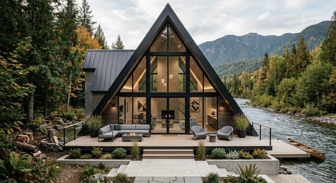 Modern Interior Design Trends in a mountain A-frame house