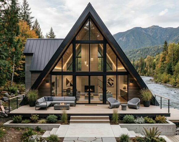 Modern Interior Design Trends in a mountain A-frame house