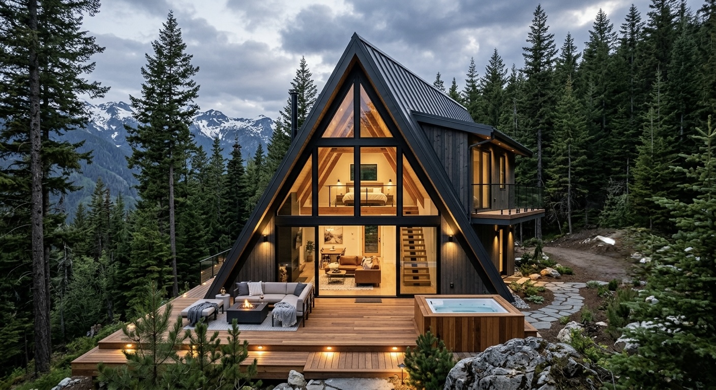 Redefining Modern Luxury with an A-Frame Mountain Cabin Vacation - defve