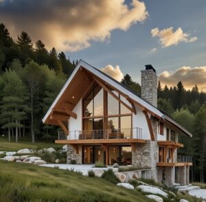 modern rustic a-frame cabin interior
