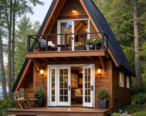 A beautiful and cozy A-frame cabin in nature